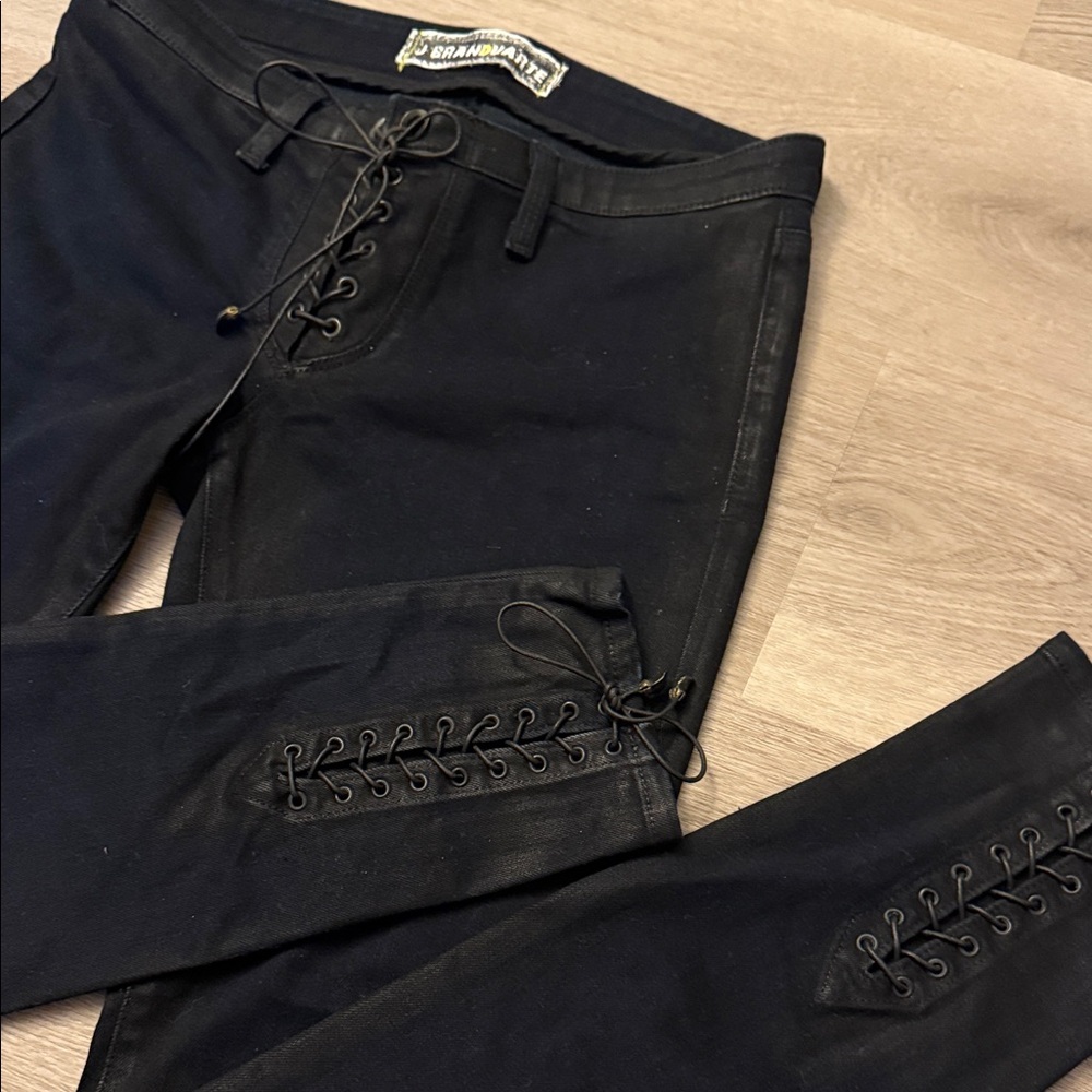 J Brand Navy Blue Lace-Up Jean Pant